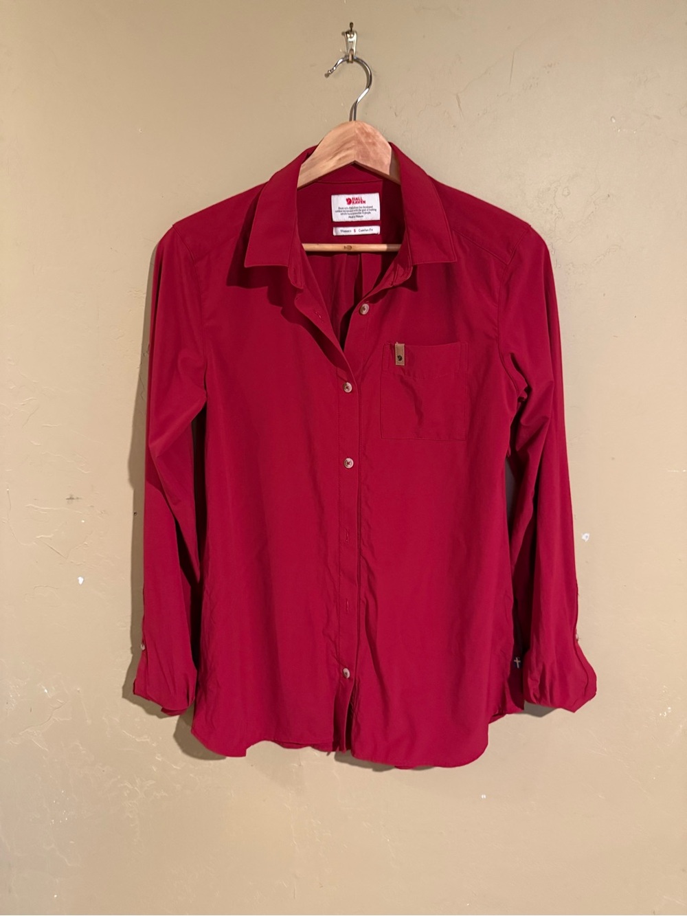 Fjallraven Ovik Lite Long Sleeve Red Shirt Women's Small